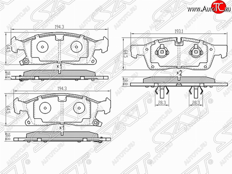 1 899 р. Колодки тормозные SAT (передние)  Jeep Grand Cherokee  WK2 (2013-2018) 1-ый рестайлинг  с доставкой в г. Керчь