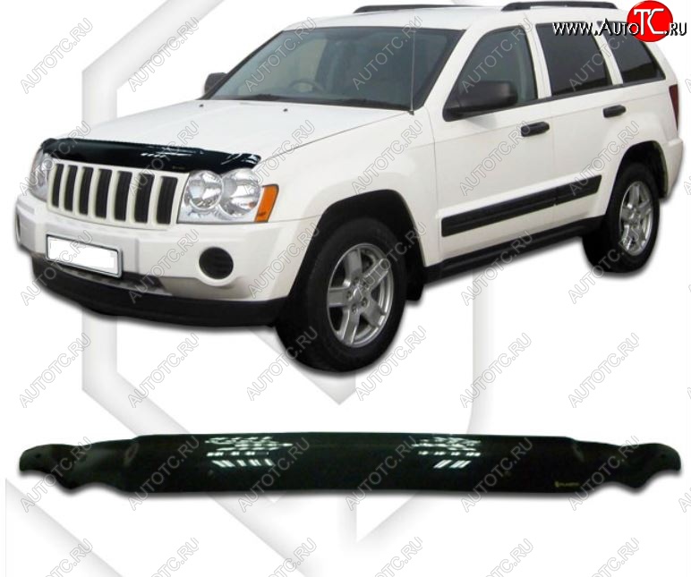 2 079 р. Дефлектор капота CA-Plastiс  Jeep Grand Cherokee  WK (2004-2010) (Classic черный, Без надписи)  с доставкой в г. Керчь