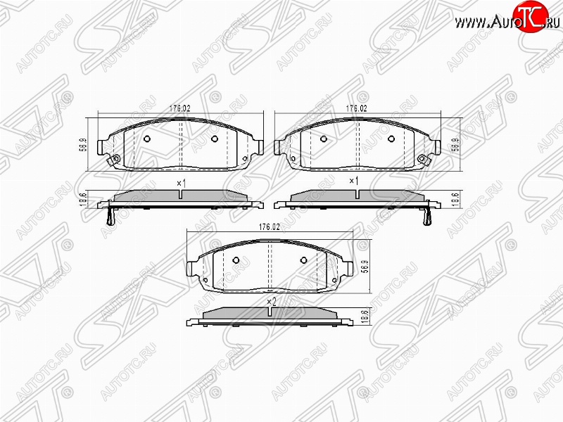 1 329 р. Колодки тормозные SAT (передние)  Jeep Grand Cherokee  WK (2004-2010)  с доставкой в г. Керчь