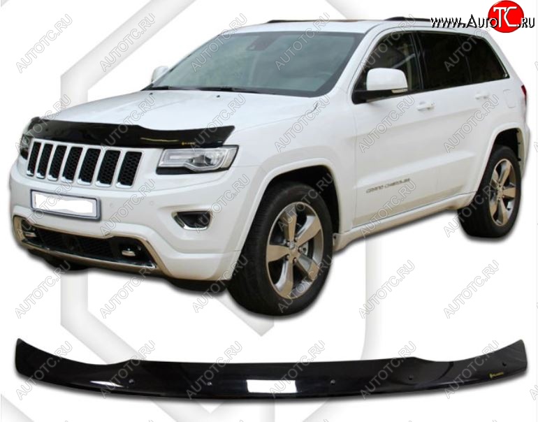 1 999 р. Дефлектор капота CA-Plastiс  Jeep Grand Cherokee  WK2 (2010-2022) дорестайлинг, 1-ый рестайлинг, 2-ой рестайлинг (Classic черный, Без надписи)  с доставкой в г. Керчь