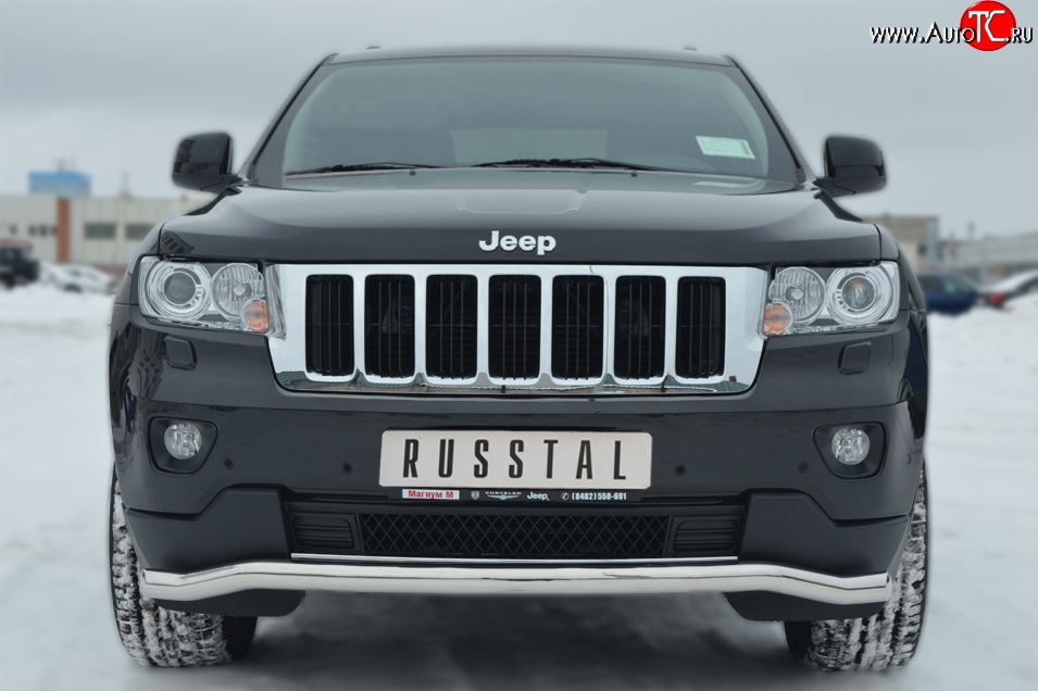 15 249 р. Защита переднего бампера (Ø63 мм волна, нержавейка) SLITKOFF  Jeep Grand Cherokee  WK2 (2010-2013) дорестайлинг  с доставкой в г. Керчь