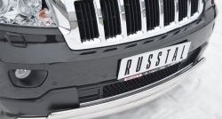 16 849 р. Защита переднего бампера (2 трубыØ75х42 мм, нержавейка) Russtal Jeep Grand Cherokee WK2 дорестайлинг (2010-2013)  с доставкой в г. Керчь. Увеличить фотографию 2
