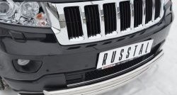 20 399 р. Защита переднего бампера (2 трубыØ76 и 63 мм, нержавейка) SLITKOFF  Jeep Grand Cherokee  WK2 (2010-2013) дорестайлинг  с доставкой в г. Керчь. Увеличить фотографию 2