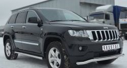 70 999 р. Защита порогов из круглой трубы диаметром 63 мм Russtal Jeep Grand Cherokee WK2 дорестайлинг (2010-2013) (Защита порогов с со скосами на торцах (вариант 1))  с доставкой в г. Керчь. Увеличить фотографию 4