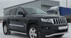 70 999 р. Защита порогов из круглой трубы диаметром 63 мм Russtal Jeep Grand Cherokee WK2 дорестайлинг (2010-2013) (Защита порогов с со скосами на торцах (вариант 1))  с доставкой в г. Керчь. Увеличить фотографию 2