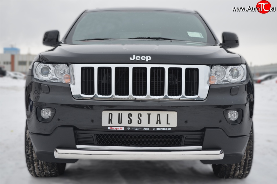 16 899 р. Одинарная защита переднего бампера диаметром 76 мм SLITKOFF  Jeep Grand Cherokee  WK2 (2010-2013) дорестайлинг  с доставкой в г. Керчь