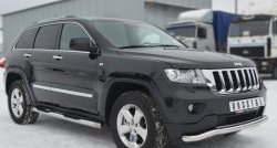 83 999 р. Защита порогов с пластиковыми вставками для ног из круглой трубы диаметром 76 мм Russtal Jeep Grand Cherokee WK2 дорестайлинг (2010-2013) (Защита порогов с со скосами на торцах (вариант 1))  с доставкой в г. Керчь. Увеличить фотографию 5
