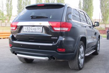 6 999 р. Защита заднего бампера из трубы d76 Slitkoff (короткая)  Jeep Grand Cherokee  WK2 (2010-2013) дорестайлинг (Цвет: серебристый)  с доставкой в г. Керчь. Увеличить фотографию 3