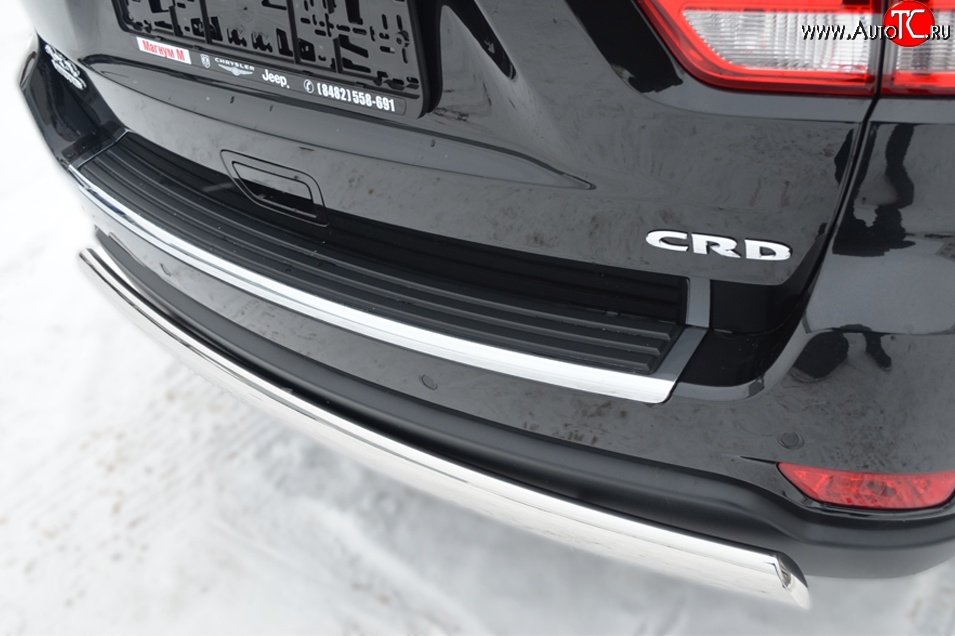 11 599 р. Защита заднего бампера (Ø75x42 мм, нержавейка) Russtal Jeep Grand Cherokee WK2 дорестайлинг (2010-2013)  с доставкой в г. Керчь