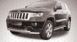 Двойная защита переднего бампера из труб диаметрами по 57 мм Slitkoff Jeep Grand Cherokee  WK2 (2010-2013) дорестайлинг