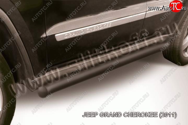 14 349 р. Защита порогов из труб d76 Slitkoff (с гибами) Jeep Grand Cherokee WK2 дорестайлинг (2010-2013) (Цвет: серебристый)  с доставкой в г. Керчь