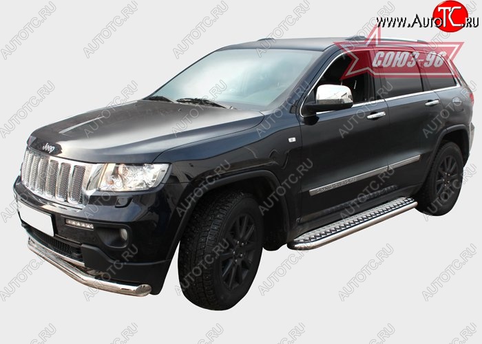 17 639 р. Защита порогов с листом Souz-96 (d60). Jeep Grand Cherokee WK2 дорестайлинг (2010-2013)  с доставкой в г. Керчь