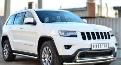 83 999 р. Защита порогов с пластиковыми вставками для ног из круглой трубы диаметром 76 мм Russtal Jeep Grand Cherokee WK2 дорестайлинг (2010-2013) (Защита порогов с со скосами на торцах (вариант 1))  с доставкой в г. Керчь. Увеличить фотографию 3