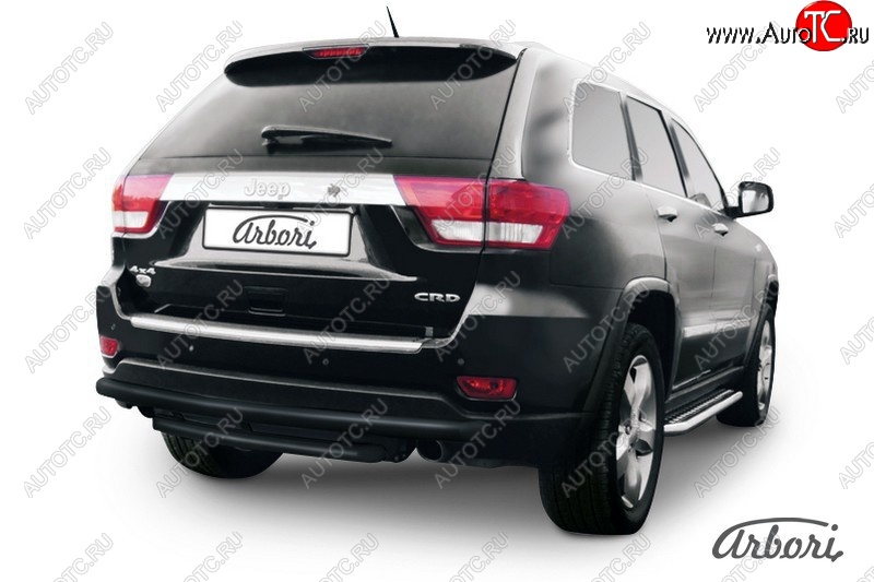 6 749 р. Защита заднего бампера Arbori (черная, 2 трубы d57 и 57 mm). Jeep Grand Cherokee WK2 дорестайлинг (2010-2013)  с доставкой в г. Керчь