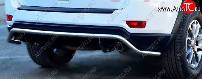 16 449 р. Защита заднего бампера (Ø42 мм волна, нержавейка, Overland) SLITKOFF  Jeep Grand Cherokee  WK2 (2010-2013) дорестайлинг  с доставкой в г. Керчь