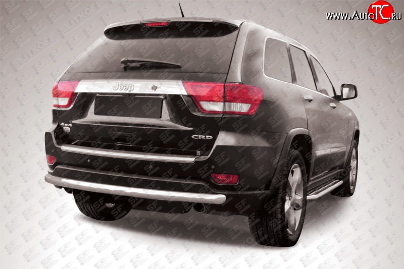 14 999 р. Защита заднего бампера из длинной трубы диаметром 57 мм Slitkoff  Jeep Grand Cherokee  WK2 (2010-2013) дорестайлинг (Нержавейка, Полированная)  с доставкой в г. Керчь