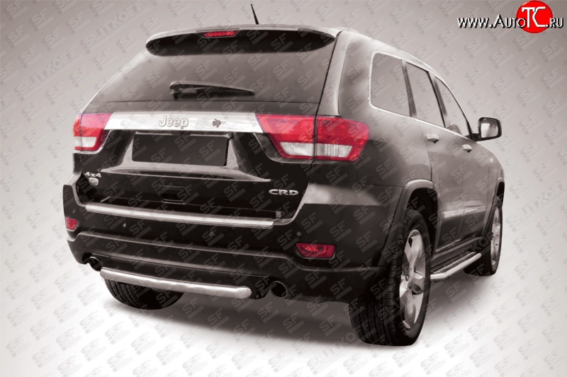 8 549 р. Защита заднего бампера из короткой трубы диаметром 57 мм Slitkoff  Jeep Grand Cherokee  WK2 (2010-2013) дорестайлинг (Нержавейка, Полированная)  с доставкой в г. Керчь