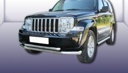 Двойная защита переднего бампера из двух труб диаметром 76 и 57 мм Slitkoff Jeep Liberty  KK (2007-2013)