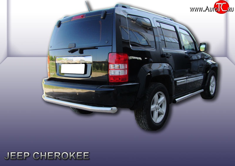 16 299 р. Защита заднего бампера из трубы диаметром 76 мм Slitkoff  Jeep Liberty  KK (2007-2013) (Нержавейка, Полированная)  с доставкой в г. Керчь