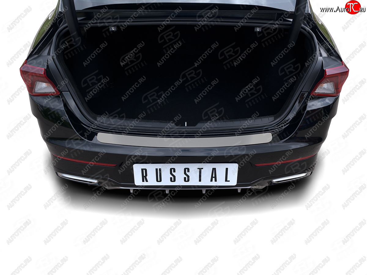 1 199 р. Защитная накладка заднего бампера Russtal KIA K5 DL (2019-2022) (нержавейка шлифованная)  с доставкой в г. Керчь