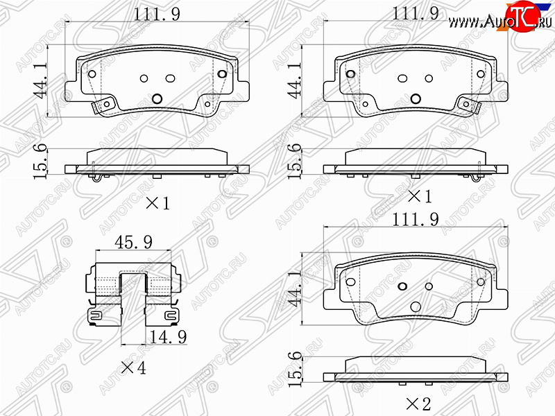 2 159 р. Задние тормозные колодки SAT Hyundai Sonata DN8 (2019-2022)  с доставкой в г. Керчь