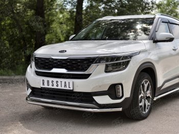 16 949 р. Защита переднего бампера (Ø42 мм, нержавейка) SLITKOFF  KIA Seltos (2019-2025)  с доставкой в г. Керчь. Увеличить фотографию 3