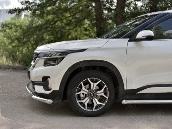20 999 р. Защита переднего бампера (2 трубы Ø63 и 42 мм, нержавейка) SLITKOFF  KIA Seltos (2019-2025)  с доставкой в г. Керчь. Увеличить фотографию 3