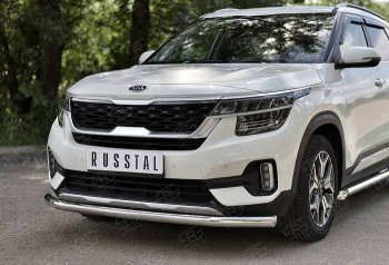 17 449 р. Защита переднего бампера (Ø 63 мм, нержавейка) SLITKOFF  KIA Seltos (2019-2025)  с доставкой в г. Керчь. Увеличить фотографию 2