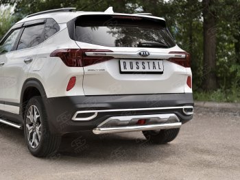 13 399 р. Защита заднего бампера (Ø63 мм, нержавейка) SLITKOFF  KIA Seltos (2019-2025)  с доставкой в г. Керчь. Увеличить фотографию 2