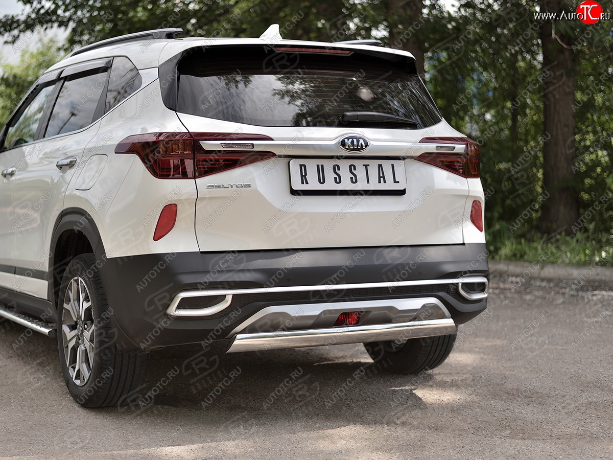 11 549 р. Защита заднего бампера (Ø75x42 мм, нержавейка) Russtal KIA Seltos (2019-2025)  с доставкой в г. Керчь