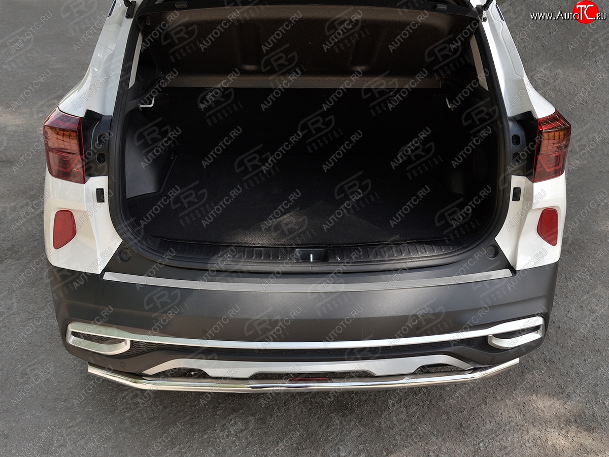 1 569 р. Защитная накладка заднего бампера Russtal KIA Seltos (2019-2025) (Нержавейка полированная)  с доставкой в г. Керчь