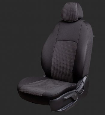 Чехлы для сидений Lord Autofashion Дублин (жаккард, спинка 60/40, 3 Г-образных подголовника) KIA Seltos (2019-2025) (Черный, вставка Сеул серый)