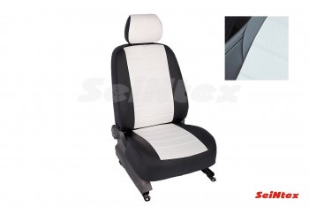 Чехлы для сидений Seintex (экокожа, 40/60) KIA Seltos (2019-2025) (Цвет: черный/белый)