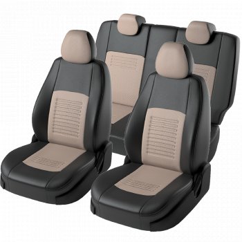 9 449 р. Чехлы для сидений Lord Autofashion Турин (экокожа)  KIA Seltos (2019-2025) (Черный, вставка бежевая)  с доставкой в г. Керчь. Увеличить фотографию 2