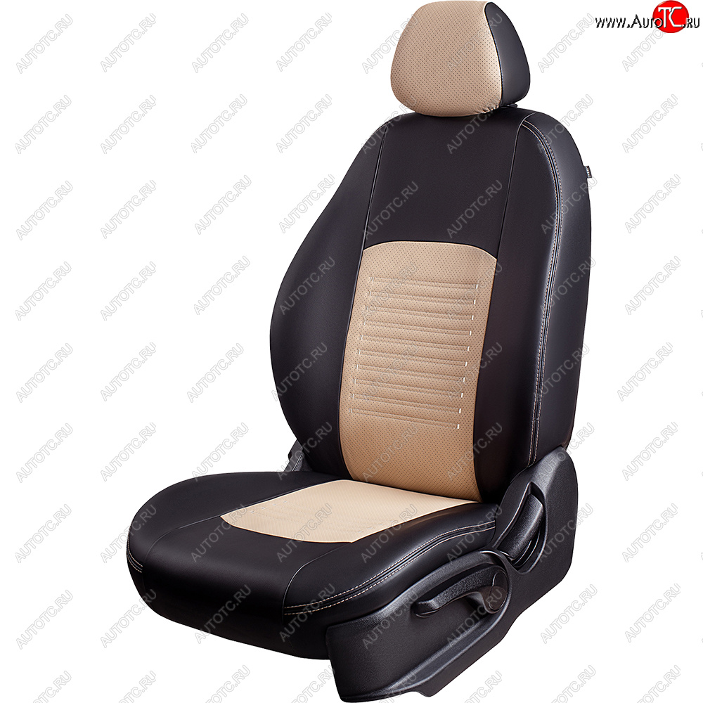 9 449 р. Чехлы для сидений Lord Autofashion Турин (экокожа)  KIA Seltos (2019-2025) (Черный, вставка бежевая)  с доставкой в г. Керчь
