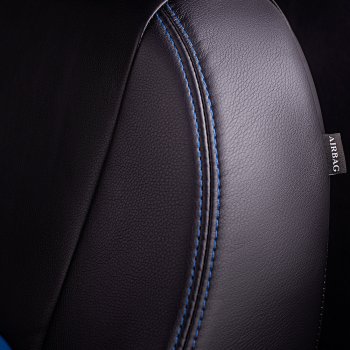 9 449 р. Чехлы для сидений Lord Autofashion Турин (экокожа)  KIA Seltos (2019-2025) (Черный, вставка синяя)  с доставкой в г. Керчь. Увеличить фотографию 4