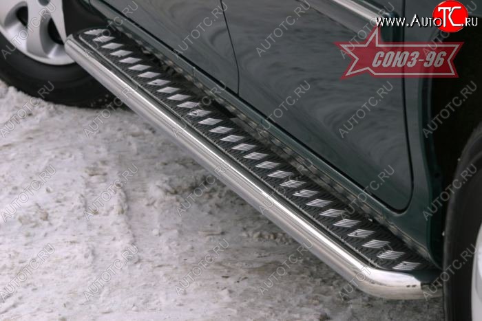 12 509 р. Защита порогов с листом рестайлинг Souz-96 (d42). KIA Carnival UP,GQ минивэн рестайлинг (2002-2006)  с доставкой в г. Керчь