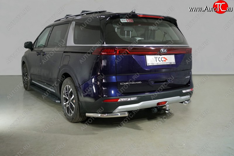 20 749 р. Защита заднего бампера (уголки) 2WD 2.2D ТСС 60,3 мм  KIA Carnival  KA4 (2020-2025) минивэн дорестайлинг, минивэн рестайлинг (длинные)  с доставкой в г. Керчь