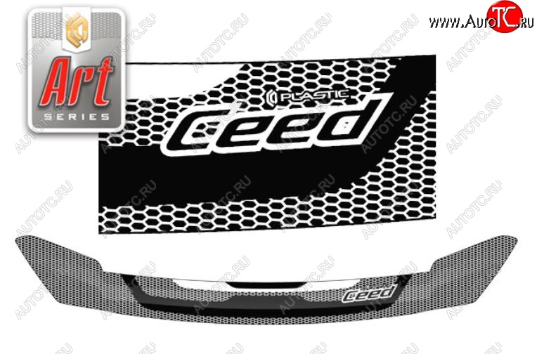2 199 р. Дефлектор капота CA-Plastiс  KIA Ceed  2 JD (2012-2015) дорестайлинг, хэтчбэк (Серия Art черная)  с доставкой в г. Керчь