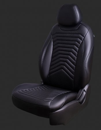 Чехлы для сидений Lord Autofashion Байрон ПРЕЗИДЕНТ (экокожа, спинка и сиденье 40/60, 3 Г-образных подголовника) KIA Ceed  2 JD (2012-2018) дорестайлинг универсал, дорестайлинг, хэтчбэк, рестайлинг универсал, рестайлинг, хэтчбэк (Черный, вставка черная, строчка черная)