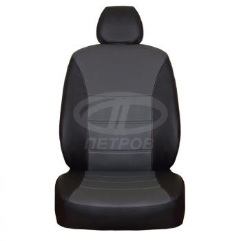 Чехлы на сиденья ПЕТРОВ Орегон (экокожа) KIA Ceed  2 JD (2012-2018) дорестайлинг универсал, дорестайлинг, хэтчбэк, рестайлинг универсал, рестайлинг, хэтчбэк (черный/серый)