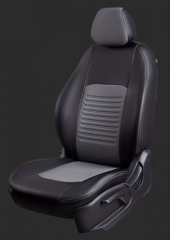 Чехлы для сидений Lord Autofashion Турин (экокожа, спинка и сиденье 60/40, 3 Г-образных подголовника) KIA Ceed  2 JD (2012-2018) дорестайлинг универсал, дорестайлинг, хэтчбэк, рестайлинг универсал, рестайлинг, хэтчбэк (Черный, вставка серая)