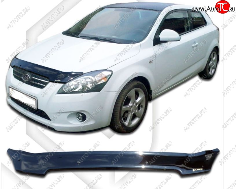 1 999 р. Дефлектор капота CA-Plastiс  KIA Ceed  1 ED (2006-2010) дорестайлинг универсал, дорестайлинг, хэтчбэк 5 дв. (Classic черный, Без надписи)  с доставкой в г. Керчь