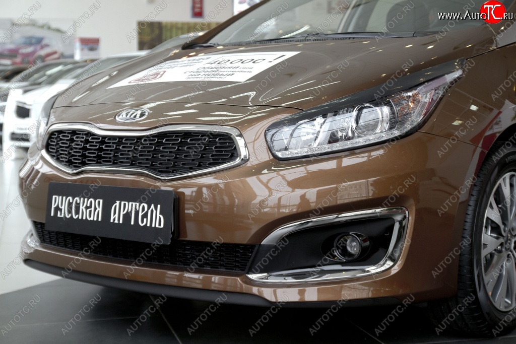 1 639 р. Реснички на фары (рестайлинг, хетчбек) RA  KIA Ceed  2 JD (2015-2018) рестайлинг, хэтчбэк (Поверхность глянец (под окраску), Неокрашенные)  с доставкой в г. Керчь