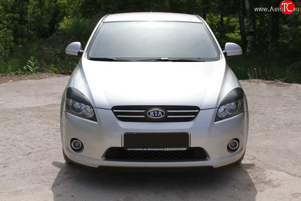 919 р. Реснички на фары RA KIA Ceed 1 ED дорестайлинг, хэтчбэк 5 дв. (2006-2010) (Поверхность глянец (под окраску), Неокрашенные)  с доставкой в г. Керчь