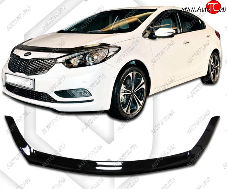 2 159 р. Дефлектор капота CA-Plastiс  KIA Cerato Koup  1 TD (2008-2013) купе (Classic черный, Без надписи)  с доставкой в г. Керчь