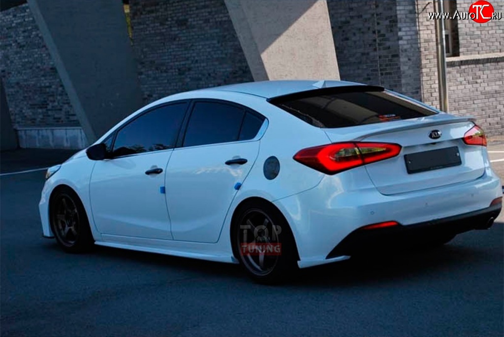 5 499 р. Накладки на задний бампер Drive  KIA Cerato  3 YD (2013-2016) дорестайлинг седан (Неокрашенная)  с доставкой в г. Керчь
