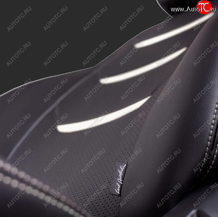 7 799 р. Чехлы для сидений Lord Autofashion Турин 2 (экокожа, спинка 40/60, 3 П-образных подголовника)  KIA Cerato  4 BD (2018-2025) дорестайлинг седан, дорестайлинг, хэтчбэк, рестайлинг седан (Черный, вставка черная/белая, строчка белая)  с доставкой в г. Керчь