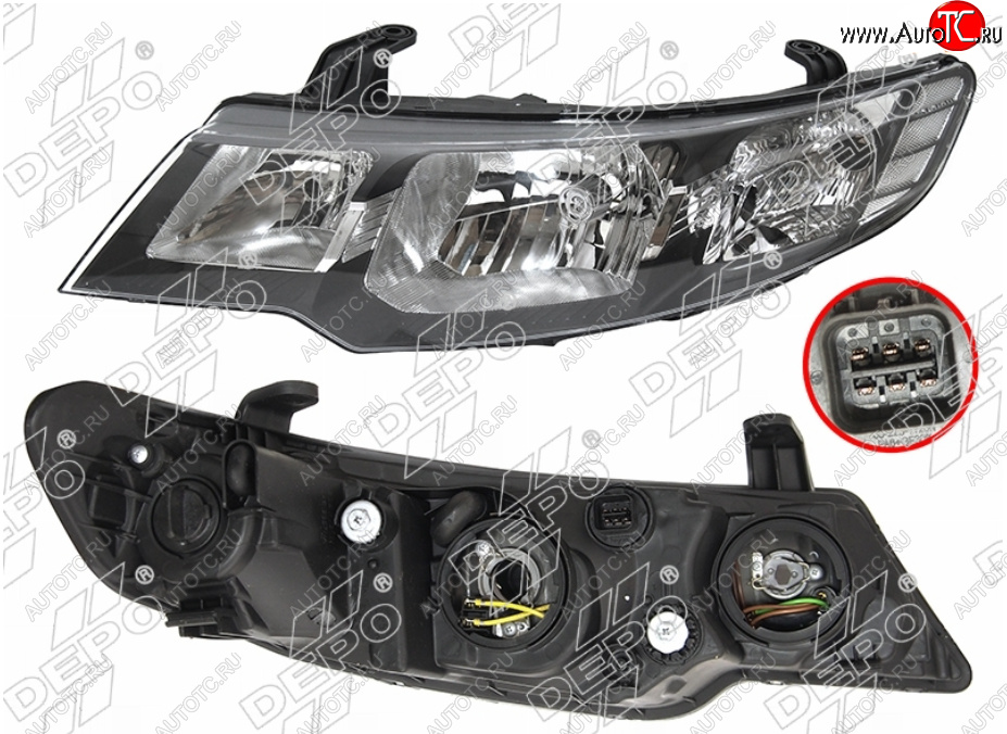 9 399 р. Левая фара (под электрокорректор) DEPO  KIA Cerato  2 TD (2008-2013) седан  с доставкой в г. Керчь