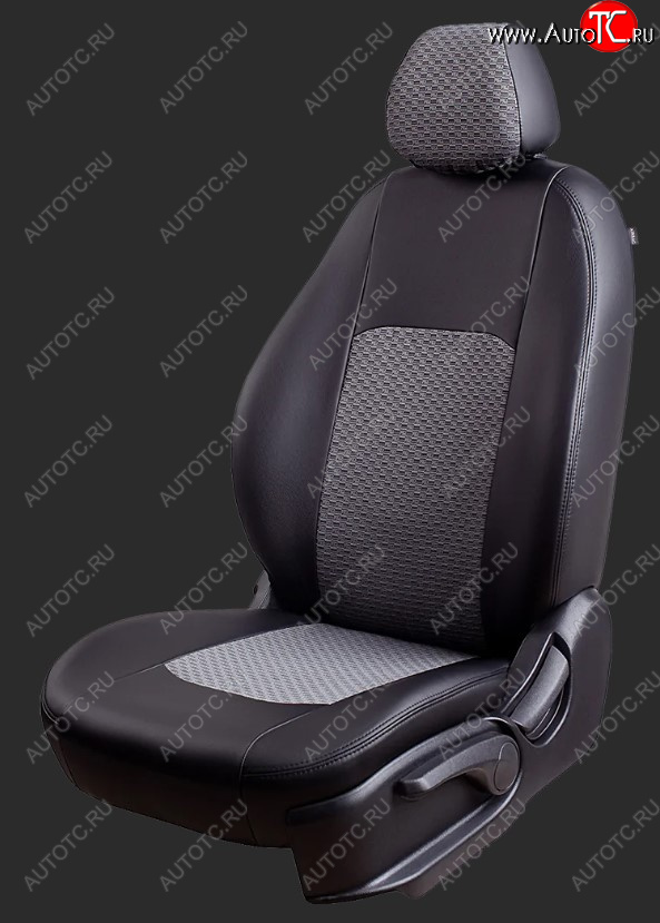 5 499 р. Чехлы для сидений Lord Autofashion Турин (экокожа/жаккард, спинка 40/60, 2 Г-образных подголовника) KIA Cerato 2 TD седан (2008-2013) (Черный, вставка Черный Тропик)  с доставкой в г. Керчь